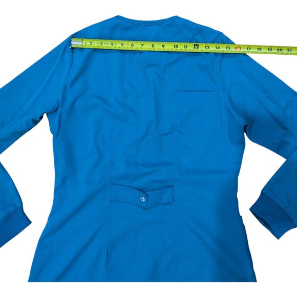 Grey's Anatomy Barco Women's Scrub Jacket Warm-Up Snap Up Galaxy Blue Sz Small - Picture 7 of 9